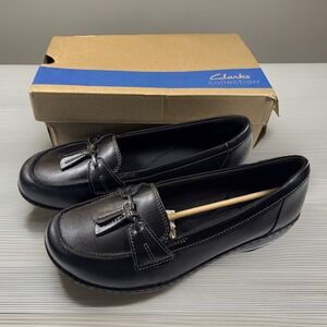 NIB Clarks Ashland‎ Bubble Loafer Black Women's Size 9 XW Extra Wide Comfort NEW